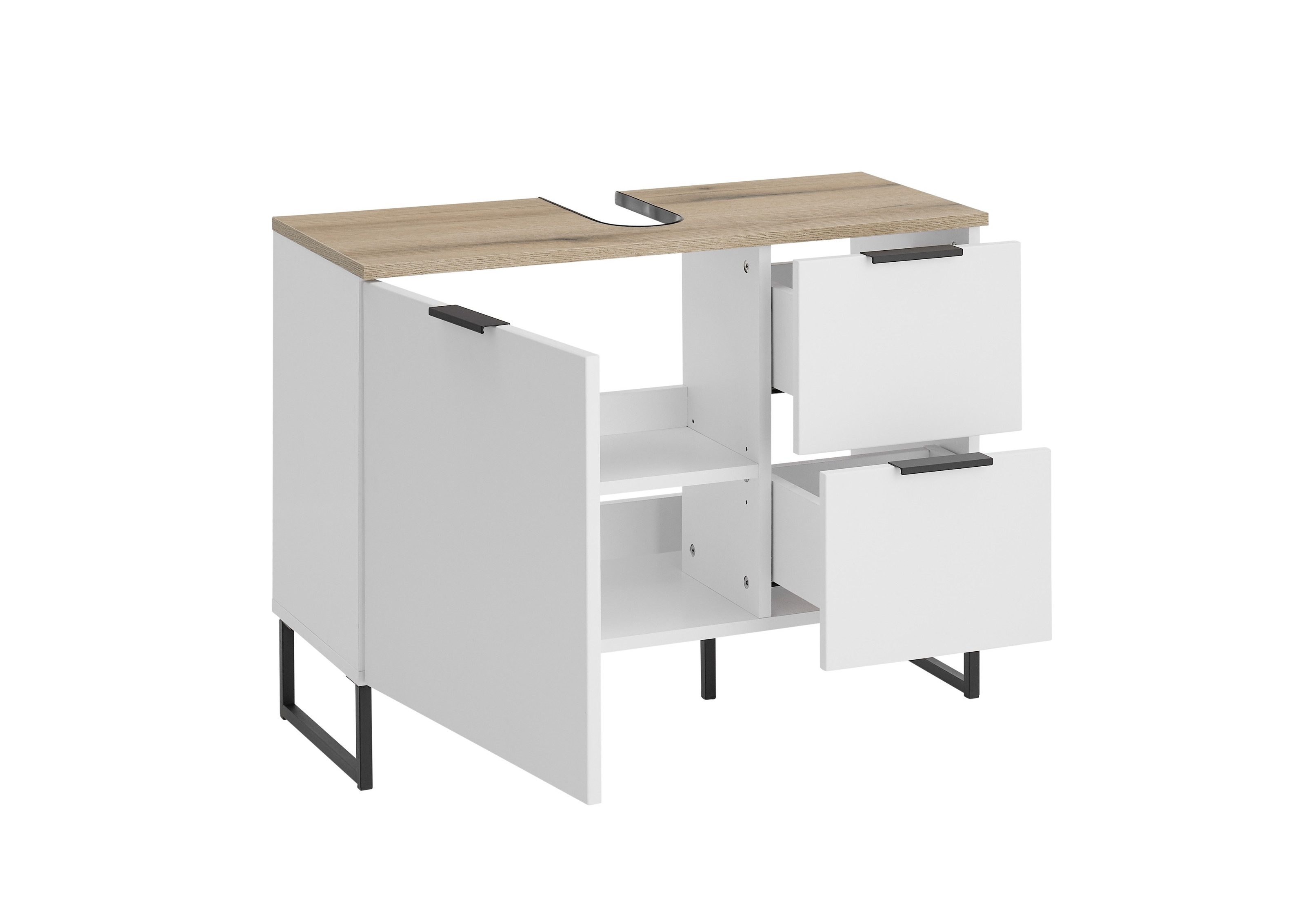 PREISBRECHER Waschbeckenunterschrank Denver 1 Tür, 2 Schübe, weiß matt / ev günstig online kaufen