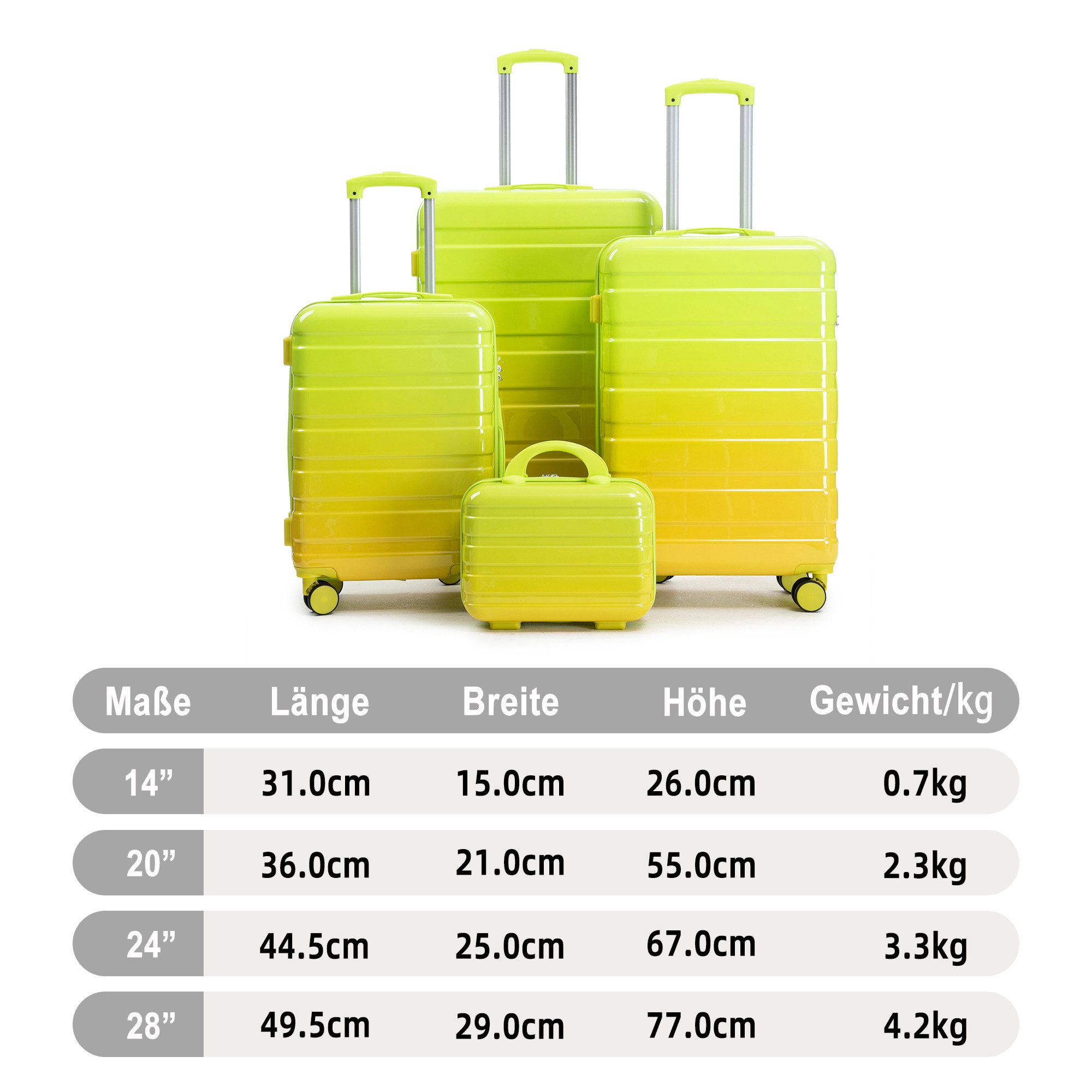 LVHOM Hartschalen-Trolley Handgepäck-Trolley&Koffer 2/4-St.14"/20"/24"/28", leise Rädern für Tour, Geschäftstrip, Familienurlaub, längere Erkundungen, Flughafen – Bild 3 von 5