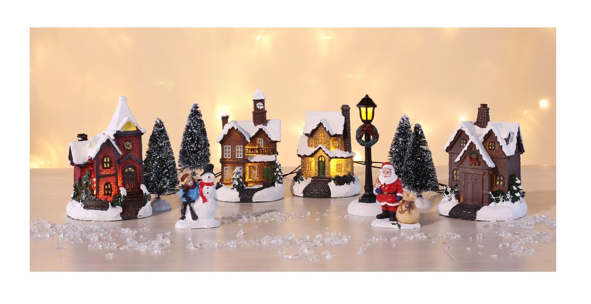 Haushalt International Weihnachtsdorf Weihnachtsstadt LED Beleuchtung Weihnachtsdorf Weihnachtsszene, LED Weihnachtsdorf
