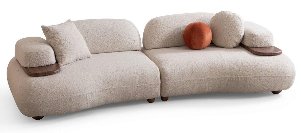 Xlmoebel Big-Sofa Elegantes weißes Sofa im modernen Stil mit Holzgestell und Kissen, 1 Teile, Made in Europa