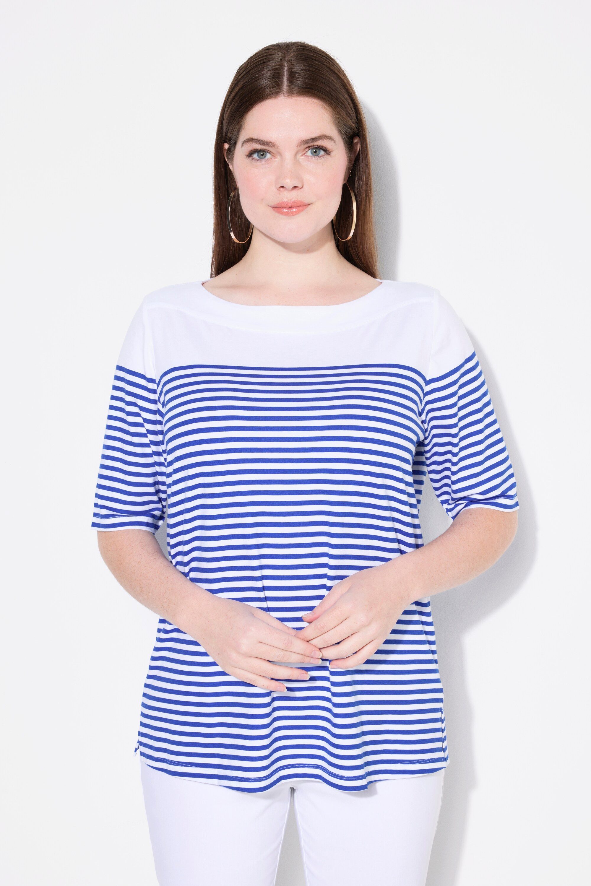 T-Shirt T-Shirt Bretonringel U-Boot-Ausschnitt Halbarm