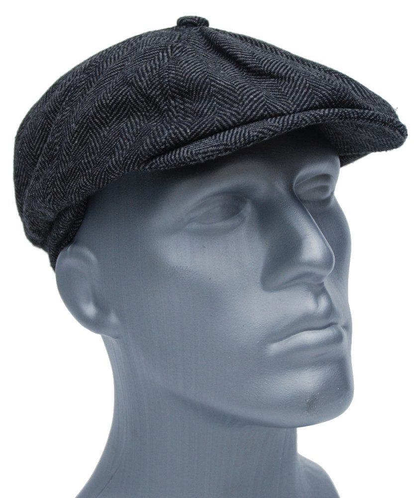 Cool4 Schiebermütze Gatsby 8-Panel Herbst Flatcap Peaky Blinders Heringbone 8-Panel Ballon Flatcap