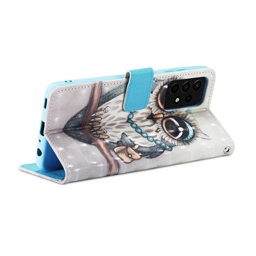 FITSU Handyhülle Handytasche für Samsung Galaxy A33 Hülle Eulen Motiv 6,4 Zoll, Flipcase für Samsung A33 Handyhülle, Handytasche mit Kartenfach