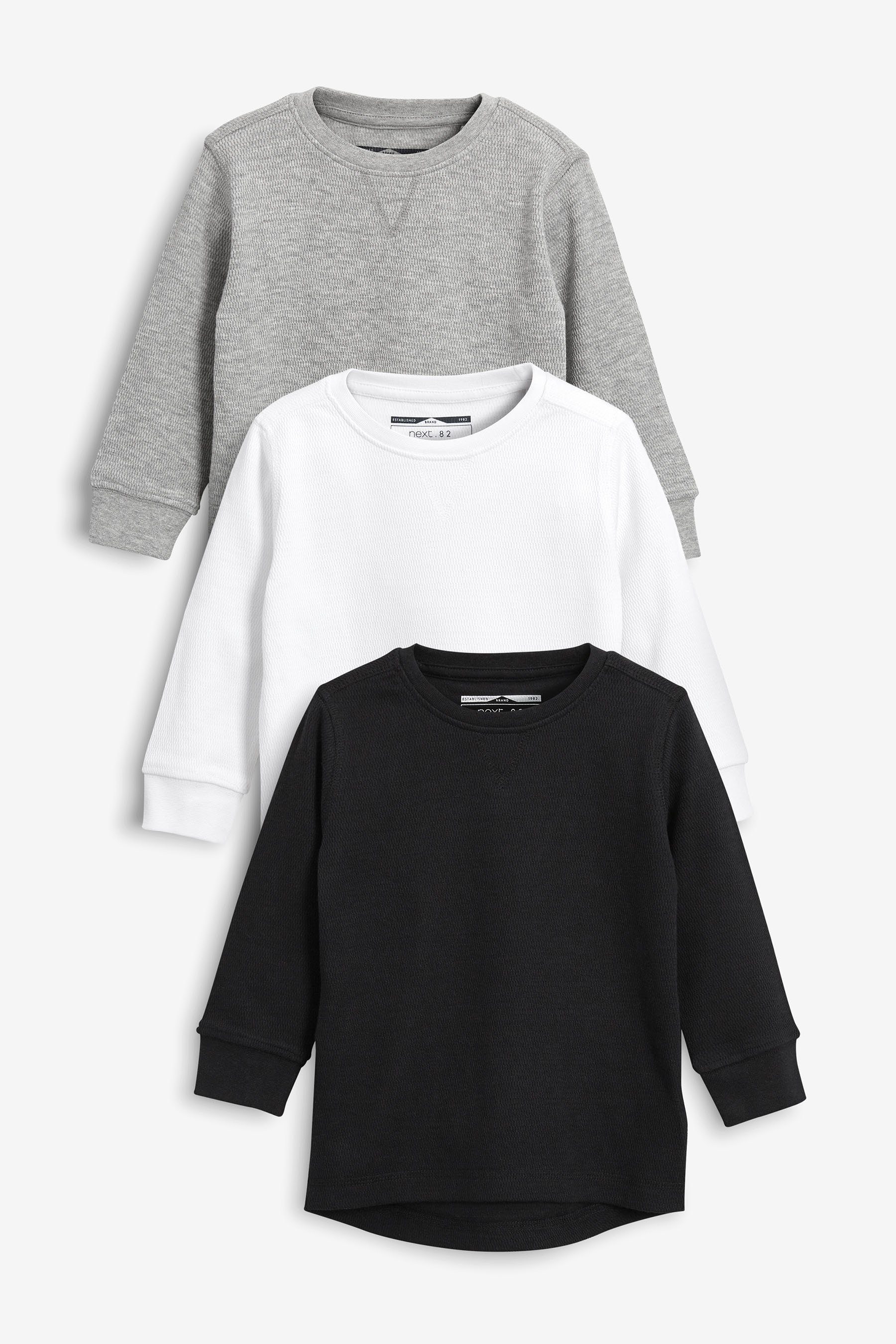 Next Langarmhemd Langärmlige, strukturierte Shirts, 3er-Pack günstig online kaufen