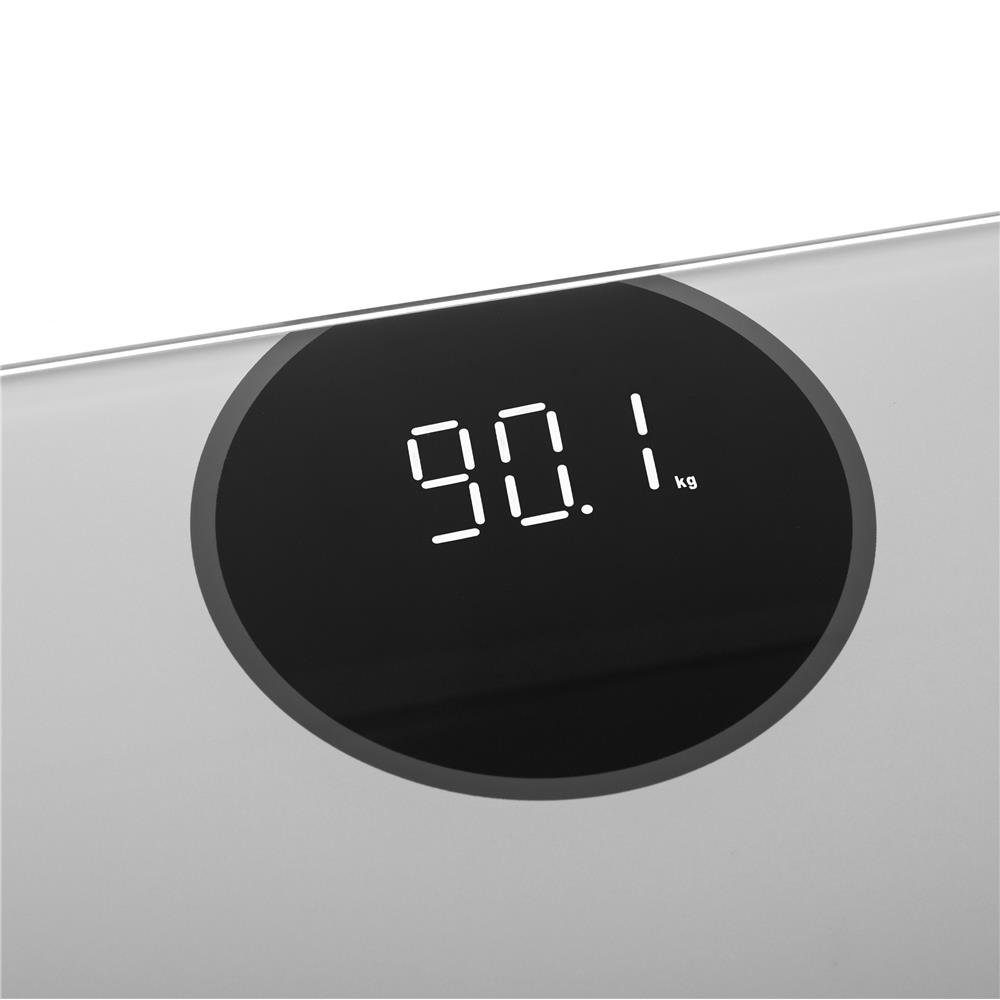 Adler Personenwaage AD 8175, digital, mit LED Anzeige, Batterie, bis 180kg, silber
