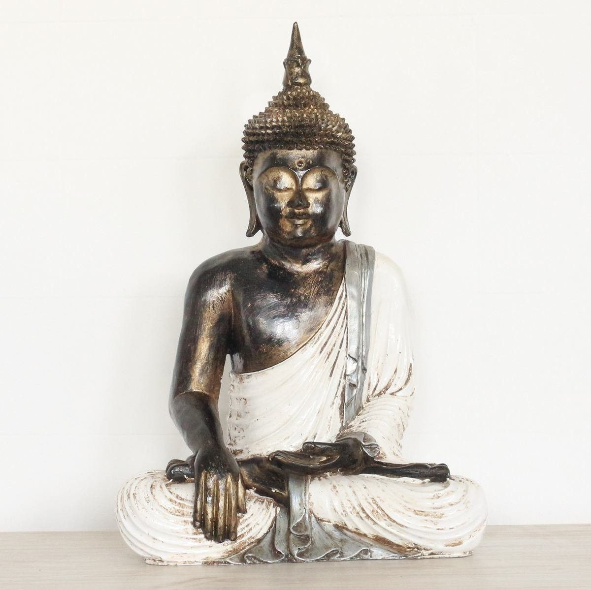 traditionelle Resin (1 Handarbeit Buddha 55 in cm Dekofigur Ursprungsland Herstellung Gold Oriental St), Galerie im Weiß