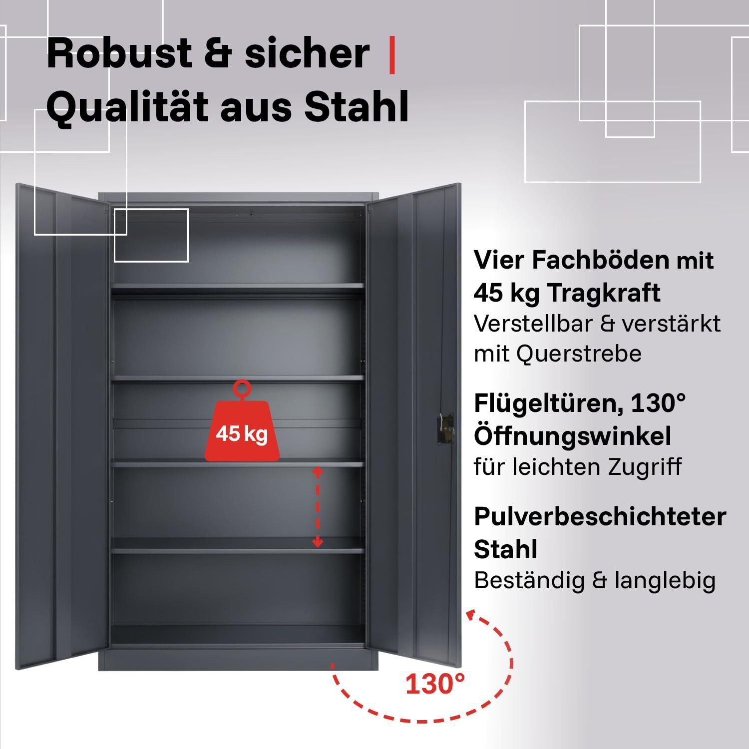 LagerZwei Aktenschrank Mehrzweckschrank 195x100x50 cm (Set, 2-St) abschließbar