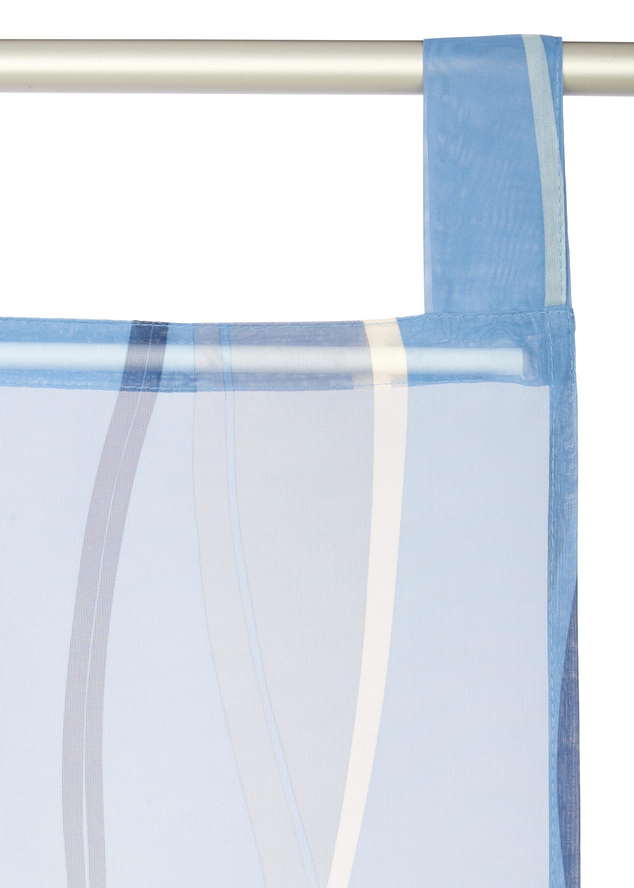 Schiebegardine Dimona, my home, (2 St), blau/weiß Beschwerungsstange, Schlaufen Voile, transparent, Wellen transparent, 2er-Set, Fertiggardine, inkl