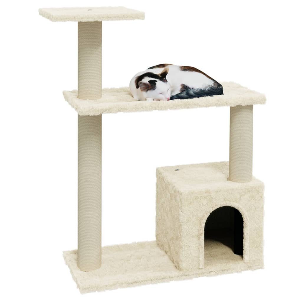 vidaXL Kratzbaum aus Holzwerkstoff, Plüsch, Sisal in Creme