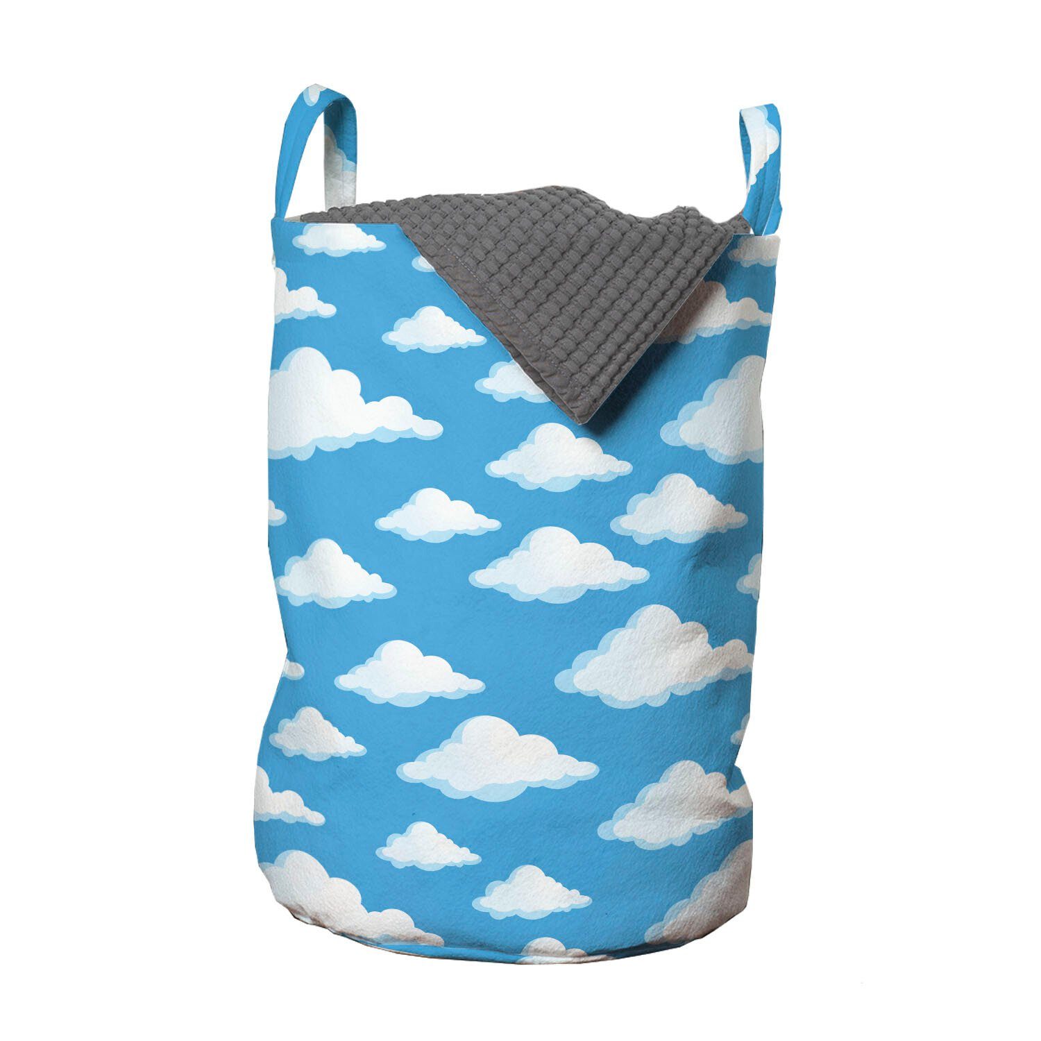 Waschsalons, Kordelzugverschluss für Wäschekorb mit Fluffy Clouds Himmel Wäschesäckchen Abakuhaus Griffen Cumulus Motiv