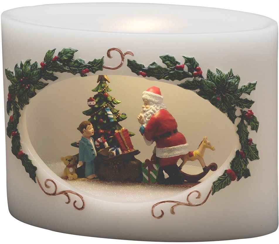 Weihnachtsdeko Kind Echtwachskerze (1-tlg), LED-Kerze Weihnachtsmann LED mit KONSTSMIDE