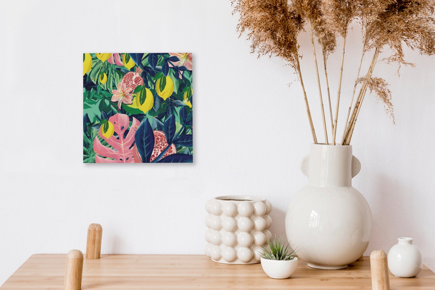 OneMillionCanvasses® Leinwandbild Blumen Farben, für - Leinwand - Bilder Früchte Wohnzimmer (1 St), Schlafzimmer