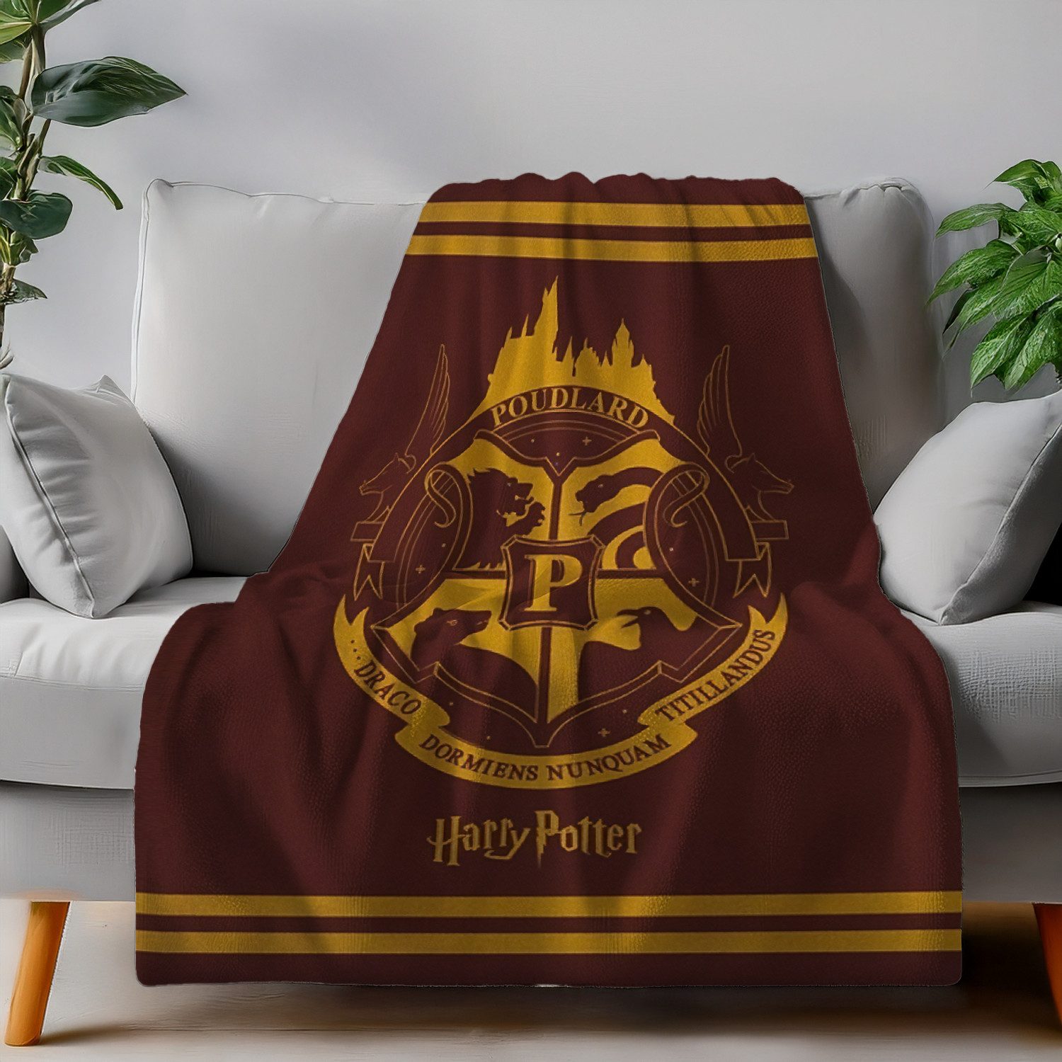 Wohndecke Harry Potter Hogwarts Wappen Flauschdecke Wohndecke 130 x 160 cm, AY!Max, Langlebig