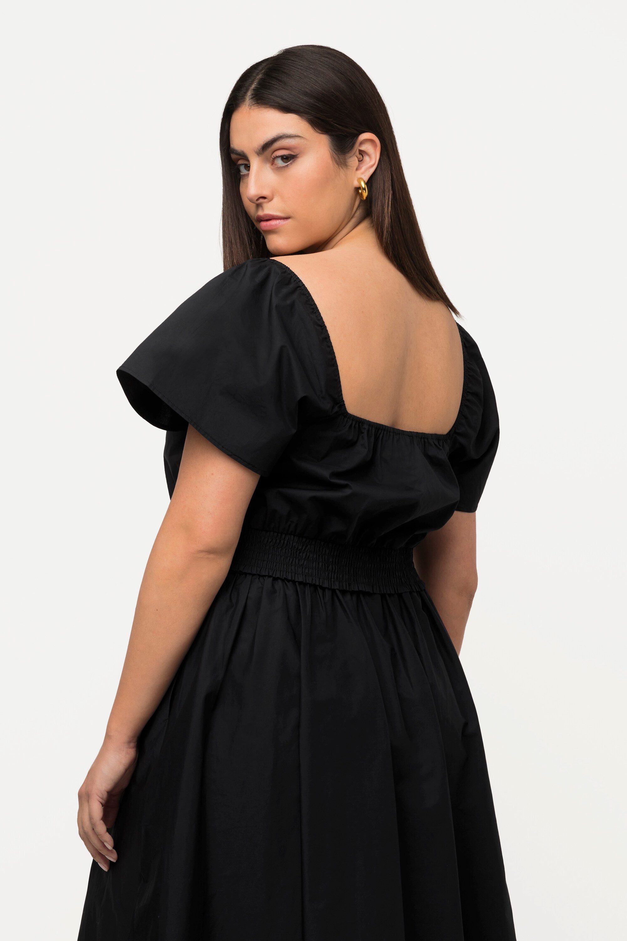 Ulla Popken Spitzenbluse Blusentop Paper Touch kurz Carmen-Ausschnitt
