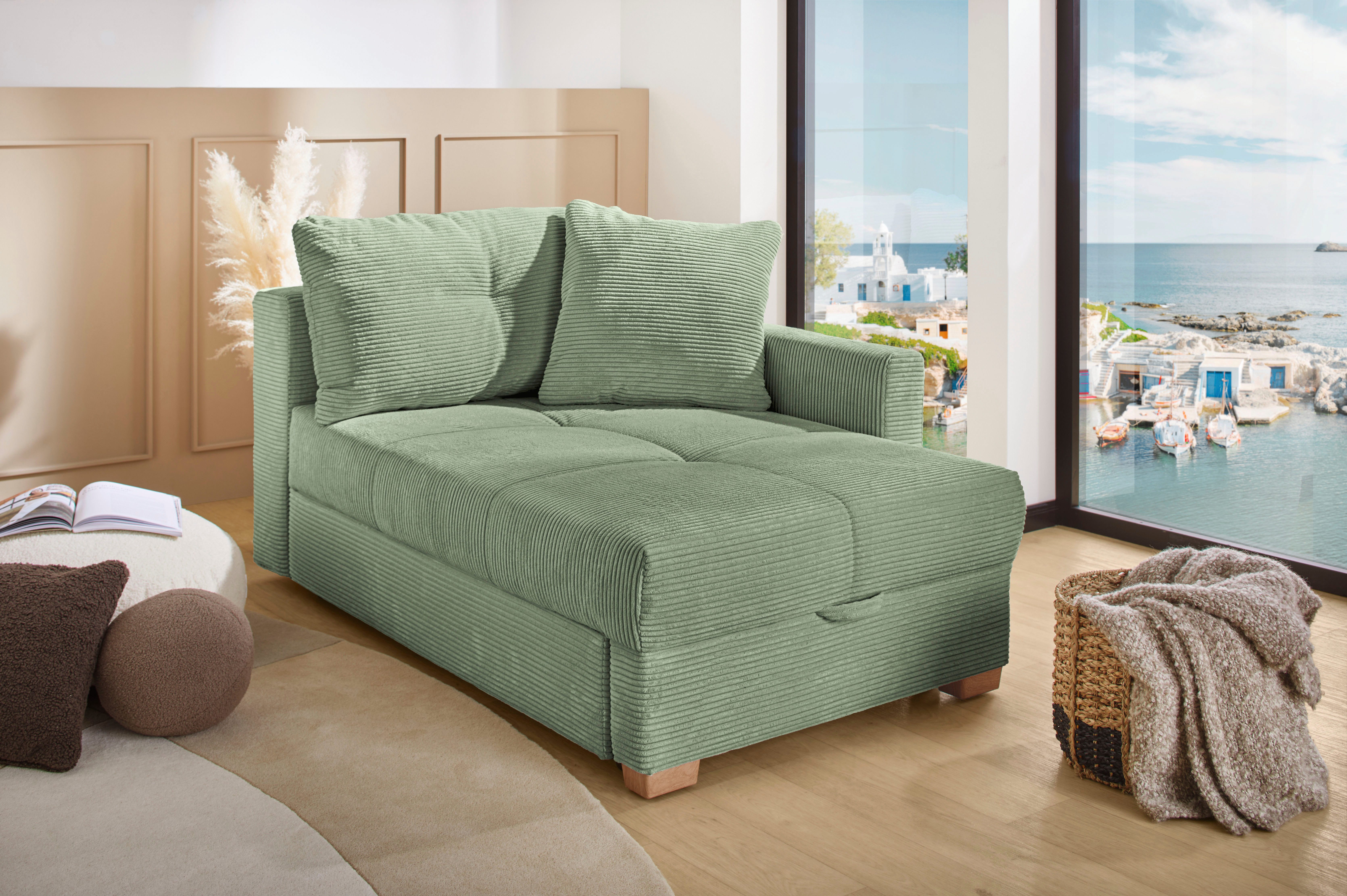 Jockenhöfer Gruppe Recamiere Romeo, B: 164 cm, Liegefl: 90x210 cm, Schlaffunktion, Schlafsofa mit Bettfunktion, Bettkasten & Kissen, Federkern