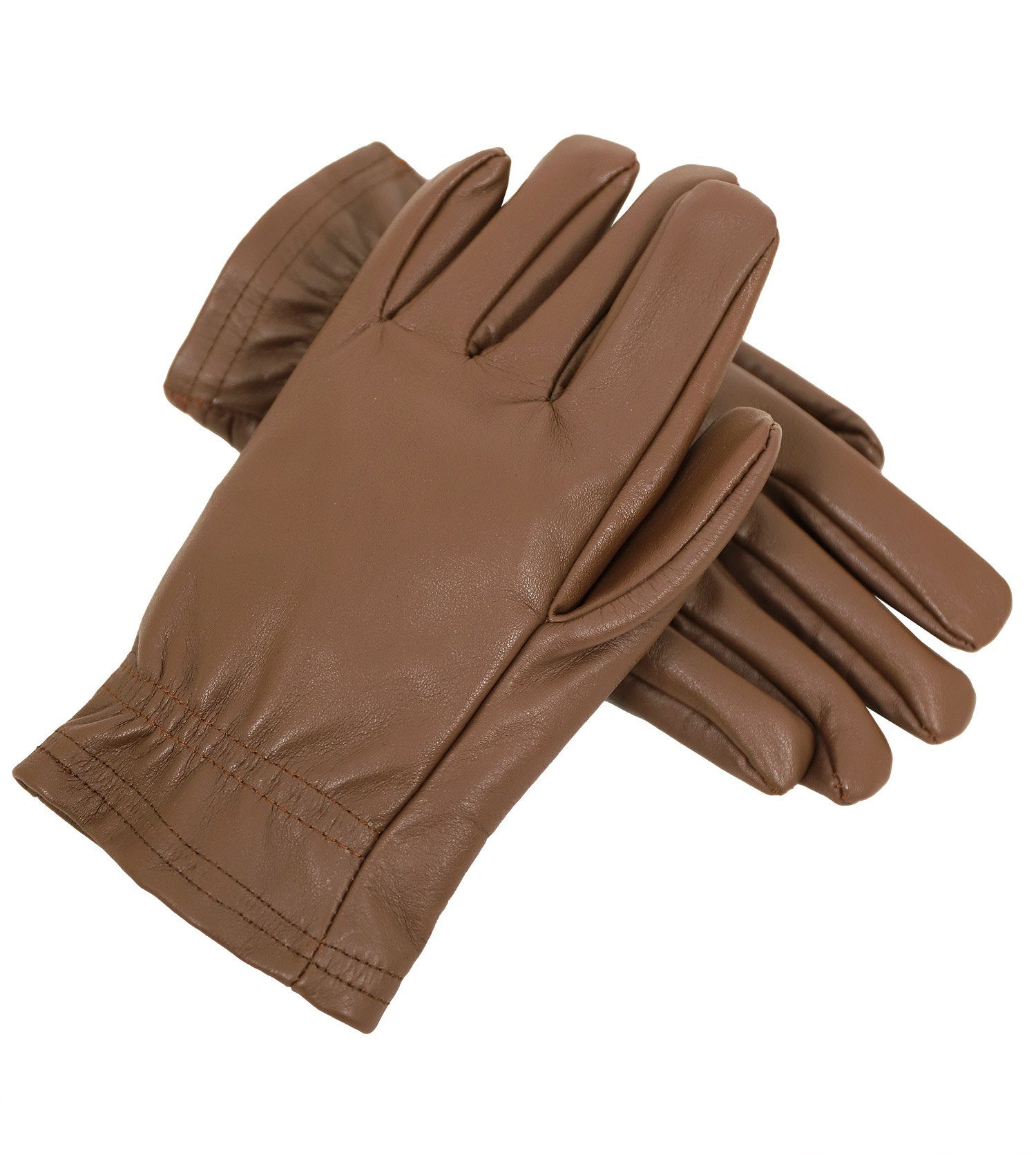 Lederjacken24 Lederhandschuhe MP001 Lederhandschuhe dunkel cognac Echtleder Kuhleder