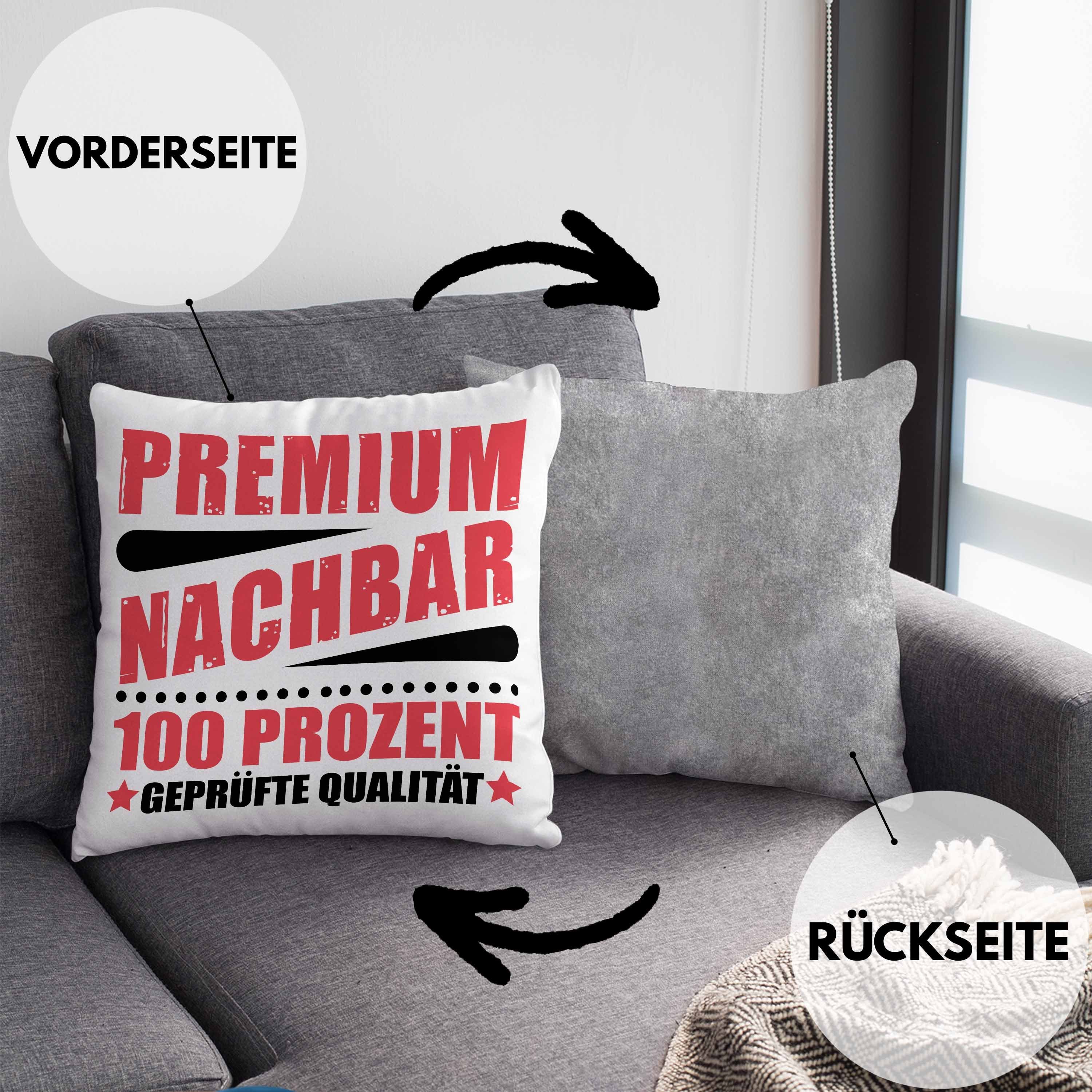 Trendation Trendation Nachbarn mit 40x40 Premium Grau Dekokissen Geschenk - Bester Nachbar Füllung Geschenkidee Kissen Nachbar Dekokissen