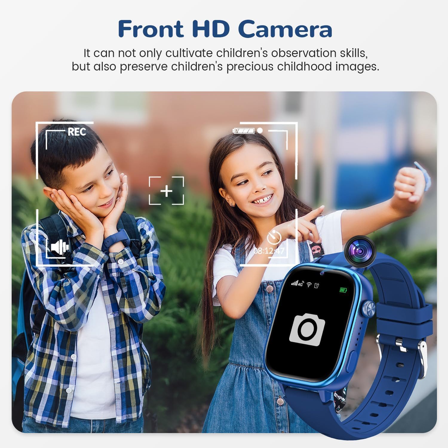 Zevelora 2025 Kinder 4G mit GPS und Telefon, SOS, IP68 wasserdichte Smartwatch (1,83 Zoll, 4G), mit Videoanrufe, Nachrichten, Schulmodus, Wecker, Kamera Schrittzähler