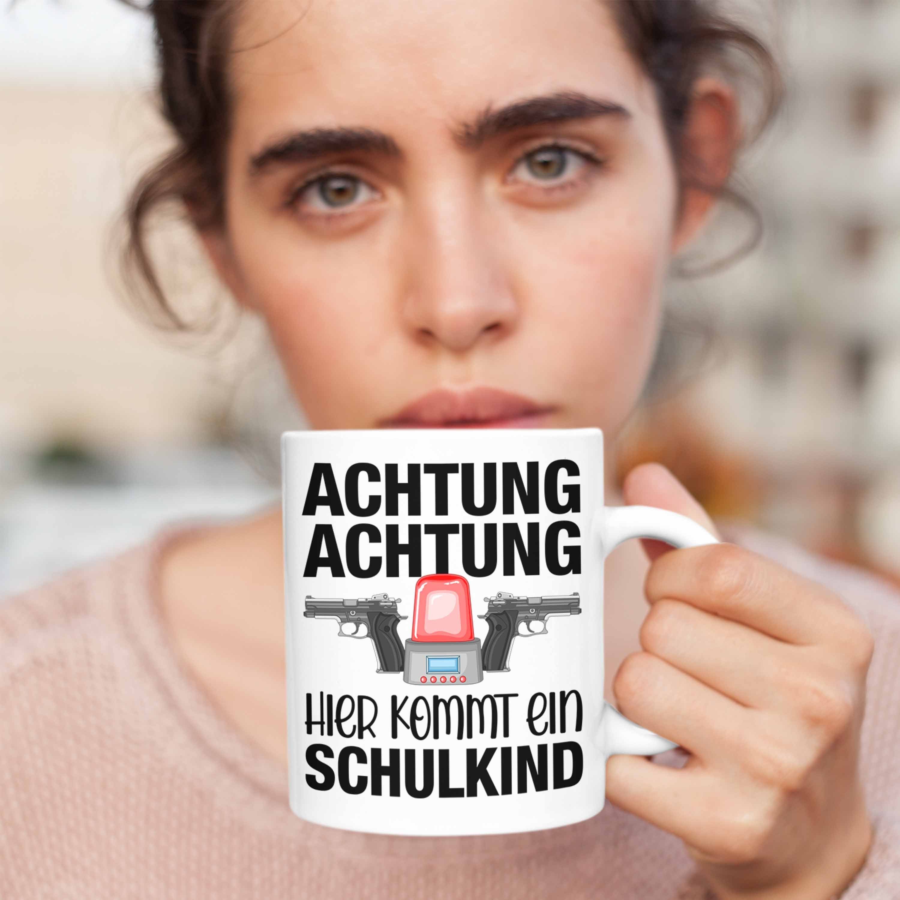 Schultüte Füllung Schulanfang Trendation Tasse - Schulkind Schuleinführung Schulstart Tasse Geschenkidee Einschulung für Schultag 2022 Weiss Achtung 1. Trendation Geschenk Junge