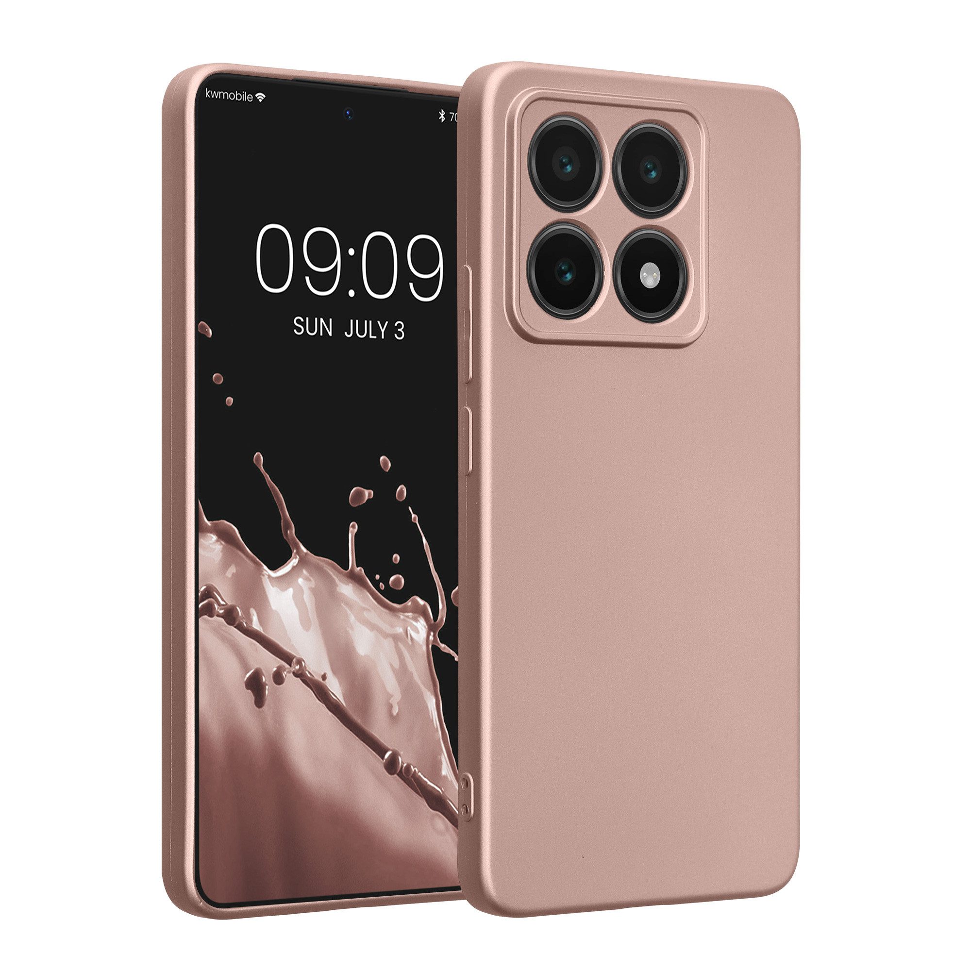 kwmobile Smartphone-Hülle Handyhülle für Xiaomi 14T Hülle, weiche Silikon Case metallisch schimmernd - Schutzhülle Cover