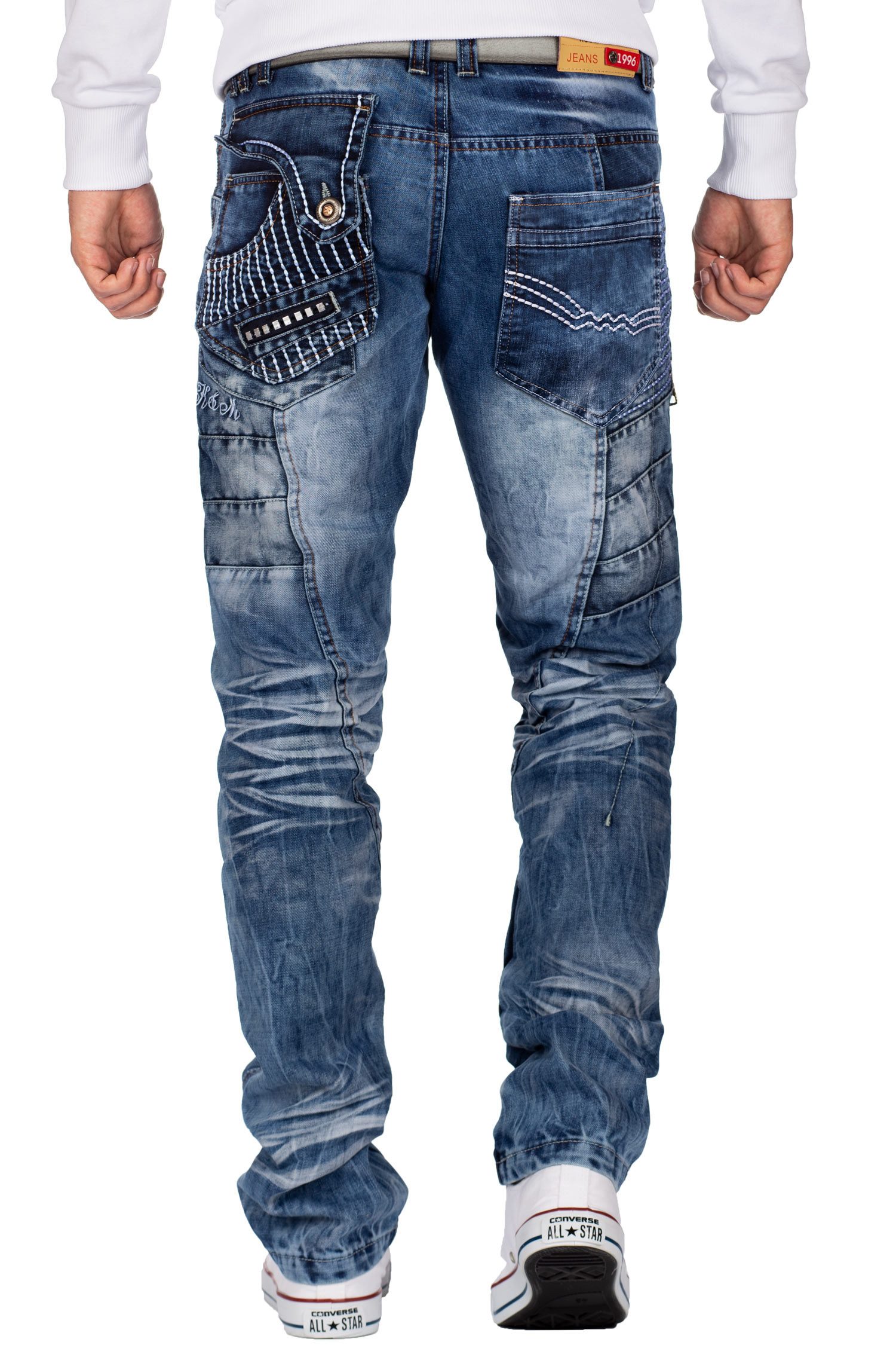 Kosmo Lupo 5-Pocket-Jeans Auffällige Herren Hose BA-KM020 (1-tlg) mit aufge günstig online kaufen