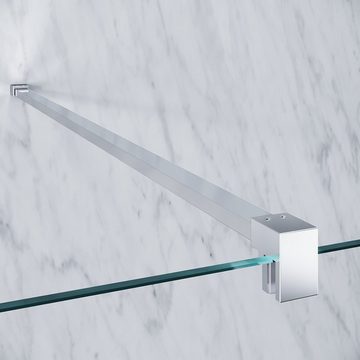 SONNI Walk-in-Dusche Walk in duschwand mit Haltestange Breite 70-120cm, Höhe 200cm, 8 mm Einscheibensicherheitsglas, mit Nano Beschichtung, mit Verstellbereich, Duschabtrennung