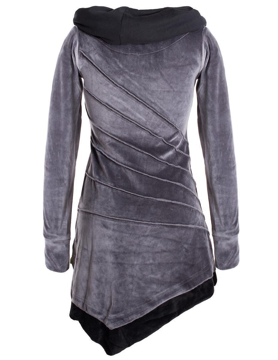 Vishes Zipfelkleid Asymmetrisches Patchwork Samtkleid Schalkragen günstig online kaufen