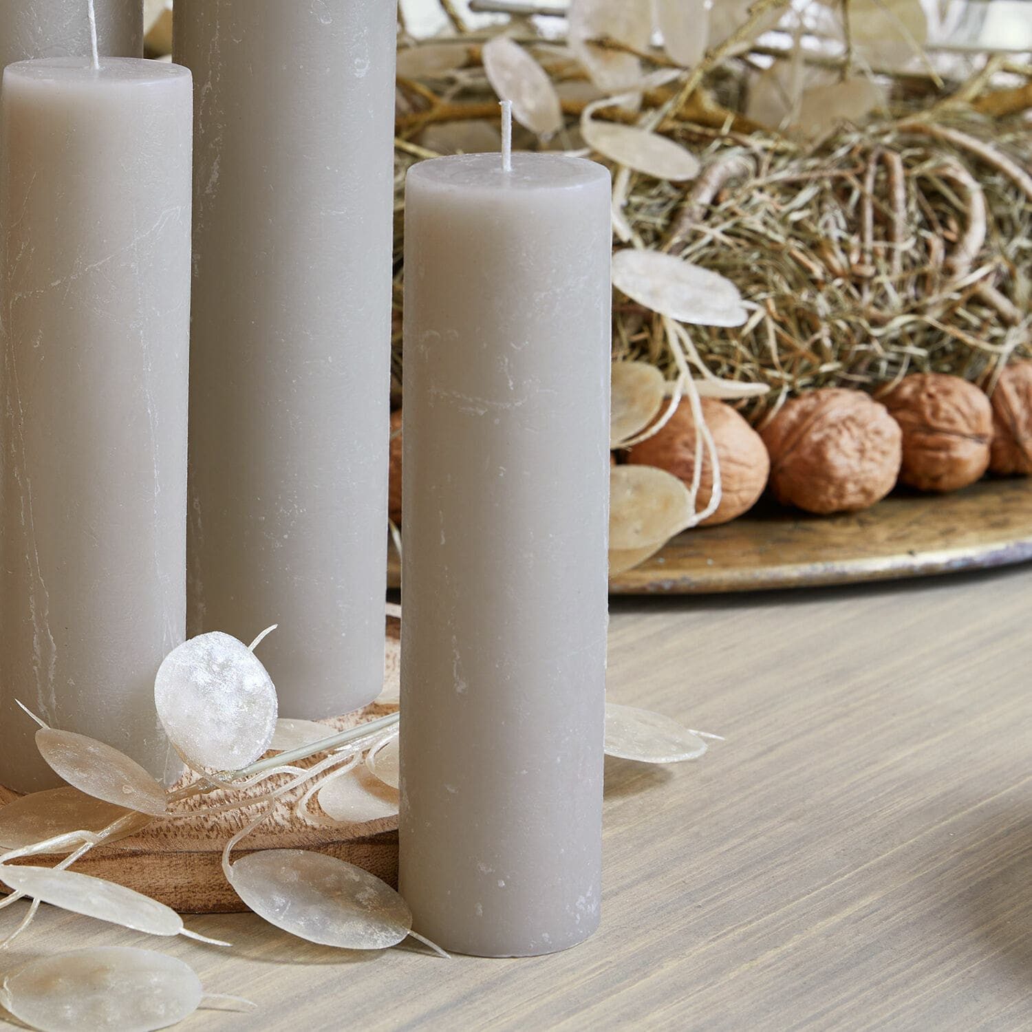 Mirabeau Stumpenkerze Kerze 4er Set Avinal taupe (4er Set, 4er Set), none – Bild 3 von 3