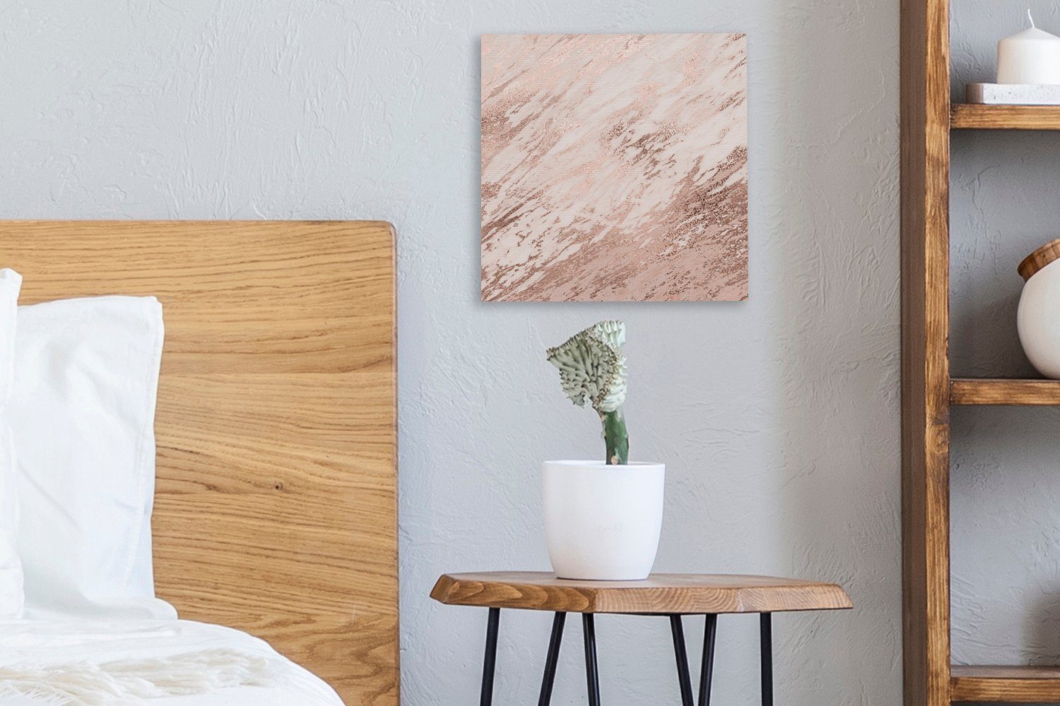 Leinwandbild Marmor St), OneMillionCanvasses® für Schlafzimmer Bilder Leinwand (1 Wohnzimmer Muster Gold, - Rosa - -