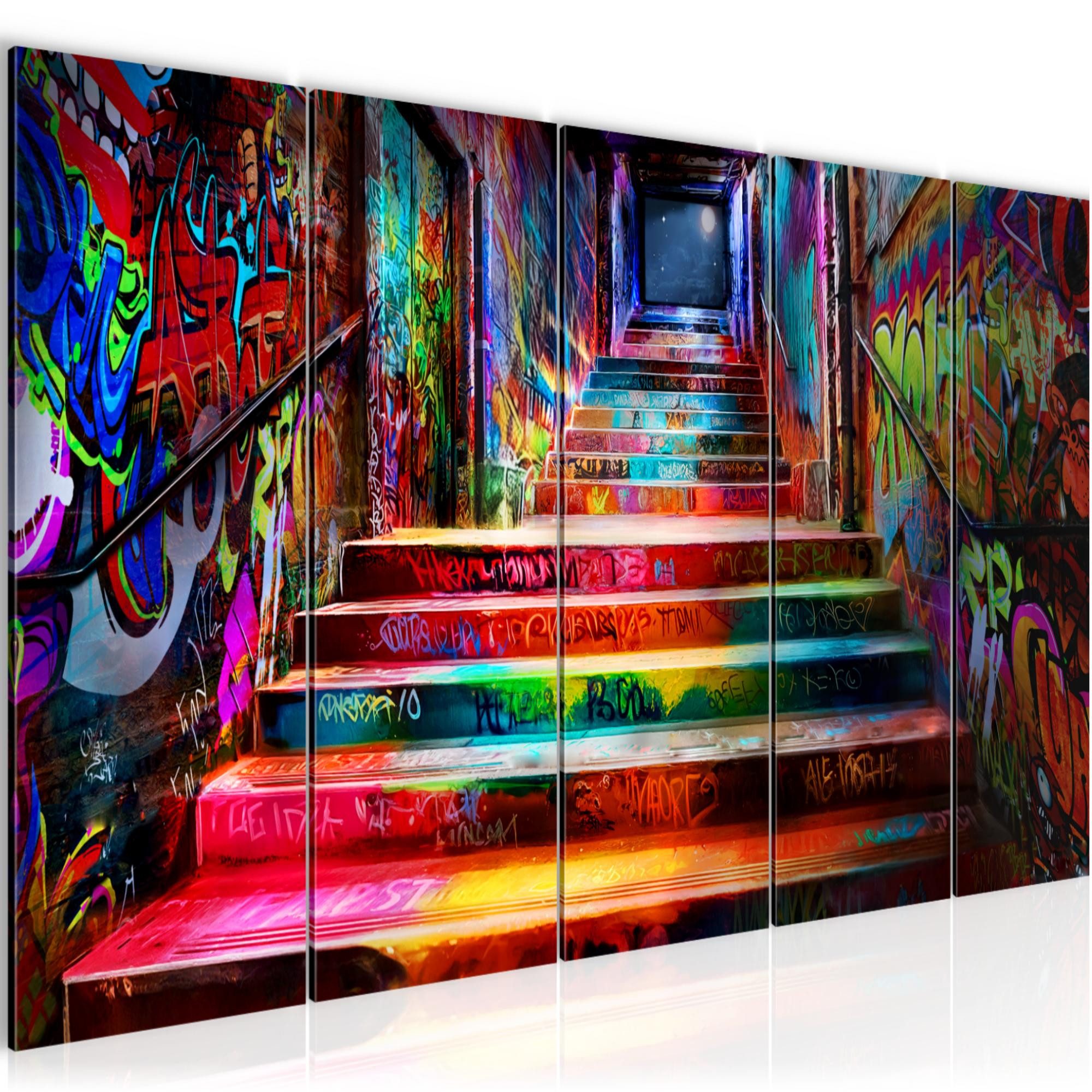 Runa Art Wandbild Wandbild Street Art Bilder Wanddeko Loft Graffiti, Treppen (5 St)