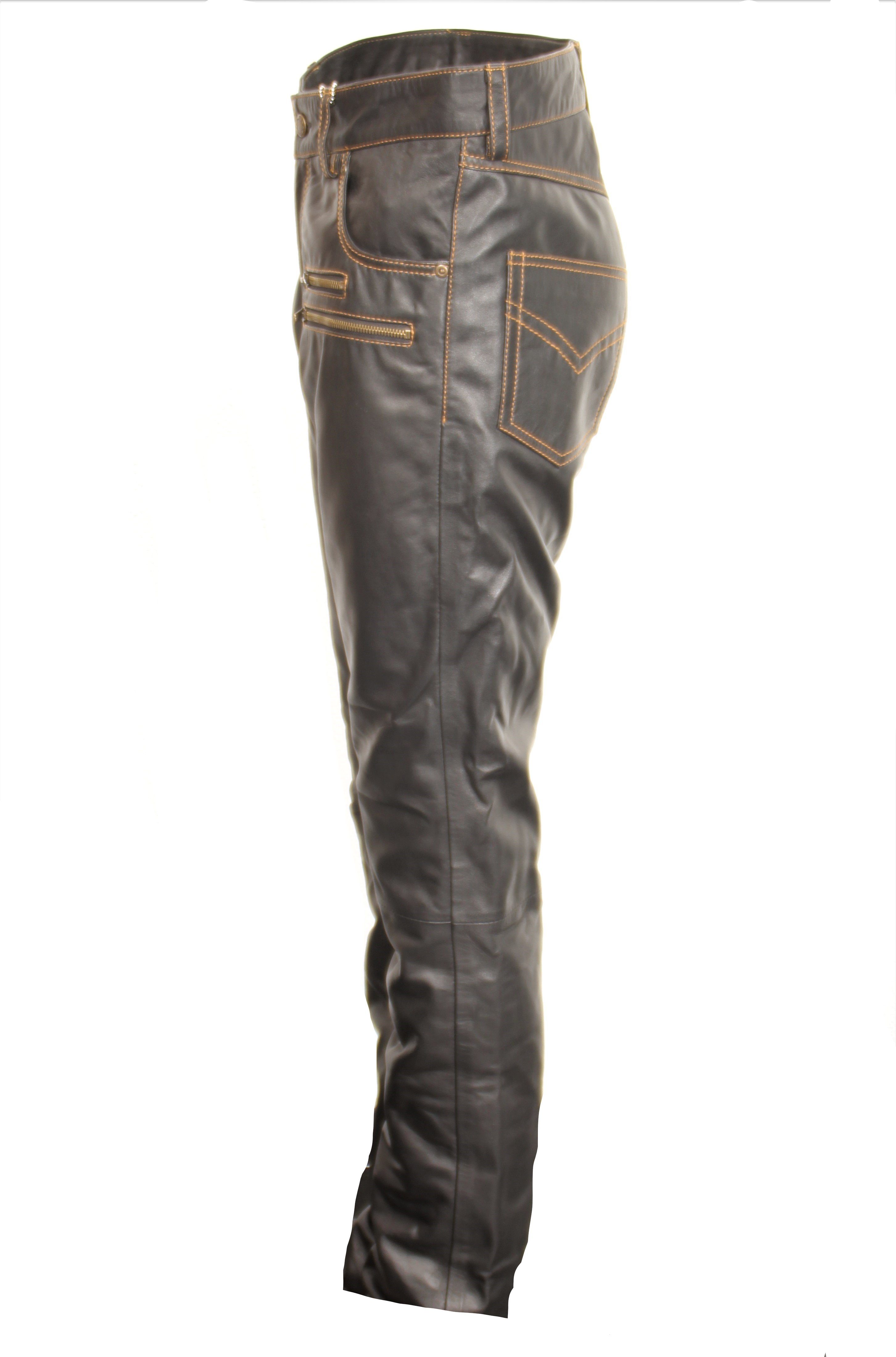Be Noble Lederhose Texas schwarz Wunderschöne Herren Lederhose mit abgesetzten Nähten im Jeansstyle