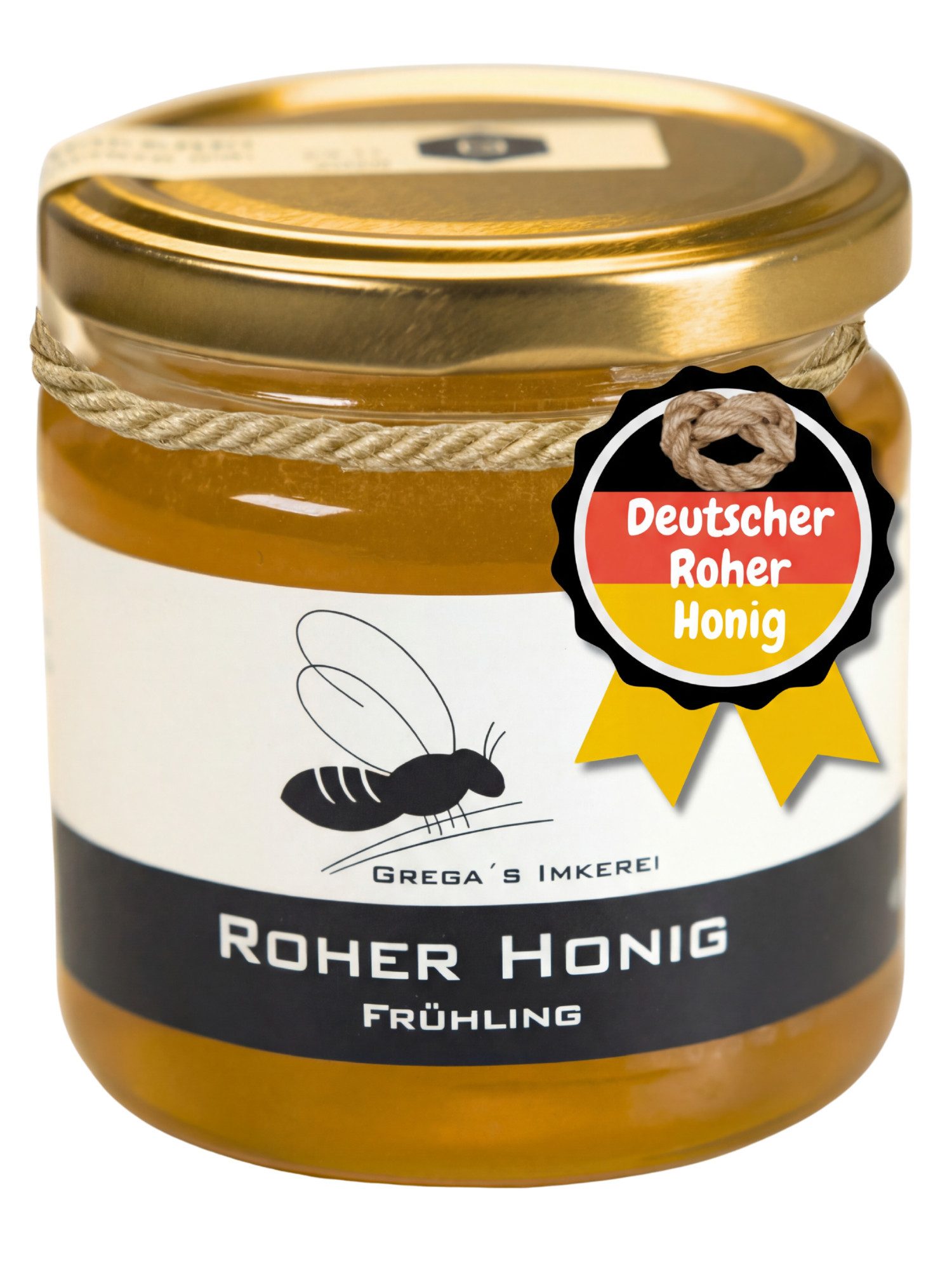 Grega´s Imkerei Honig Deutscher Roher Honig, 1 x 250 g, (Frisch Ernte 2026 flüßig abgefüllt), Roh Honig flüßig abgefüllt - kristallisiert mit der Zeit im Glas