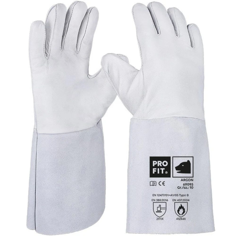 PRO FIT by Fitzner Leder-Arbeitshandschuhe Schweißerhandschuh Nappaleder,"Argon", 35 cm Gr. 9–11