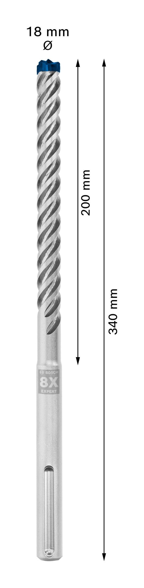 18 BOSCH x Expert x SDS Hammerbohrer 200 Universalbohrer max-8X, mm 5er-Pack Stück), (5 - - 340