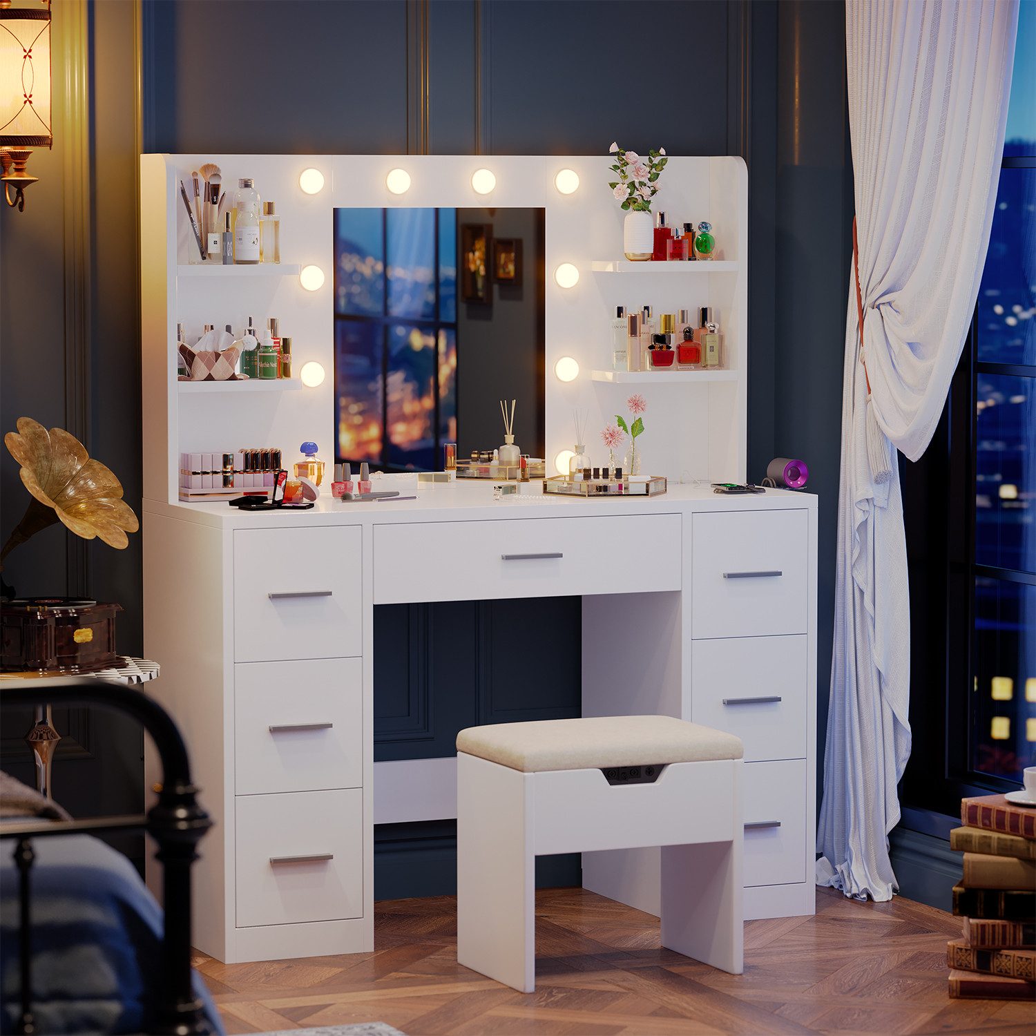 HOMALL Schminktisch Mit Spiegel LED-Beleuchtung Mit günstig online kaufen