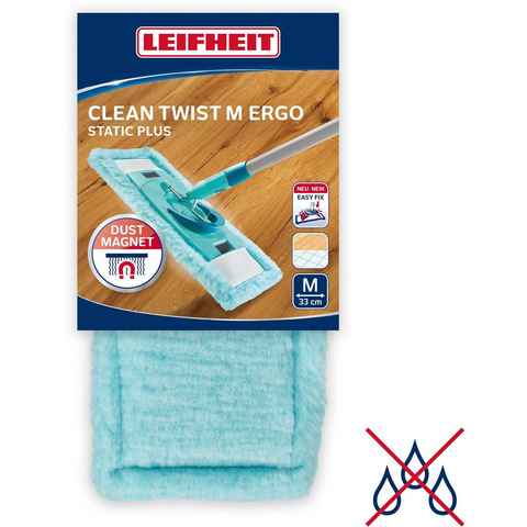 Leifheit CLEAN TWIST M Ergo static pl. Wischbezug (Mikrofaser, 4x14 cm, 1-tlg., ideal für die trockene Reinigung aller glatten Böden, Wischbreite 33cm)