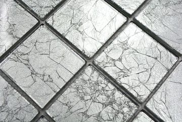 Mosani Mosaikfliesen Glasmosaik silber Mosaikfliese Fliesenspiegel Struktur BAD WC