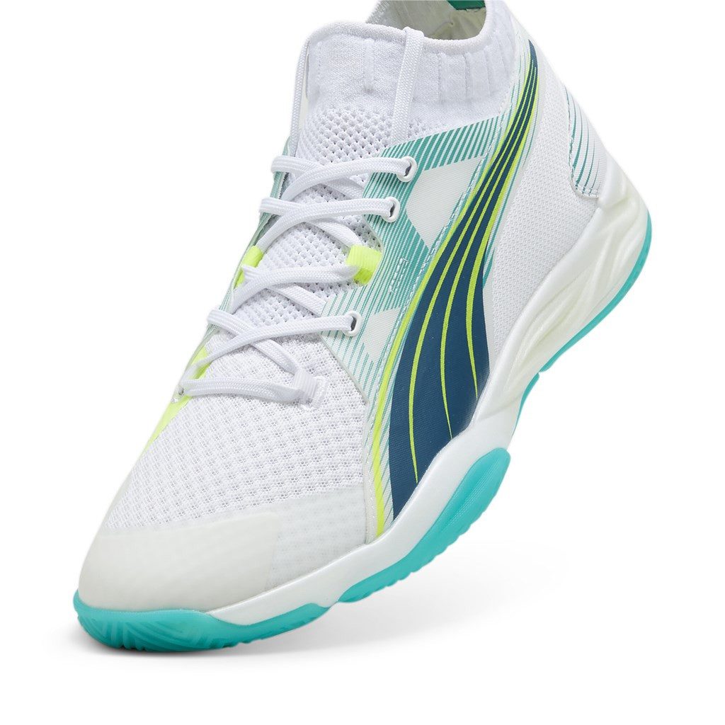 PUMA Hallen-Indoorschuhe Eliminate Nitro SQD weiss/oceanblau Herren Badmintonschuh