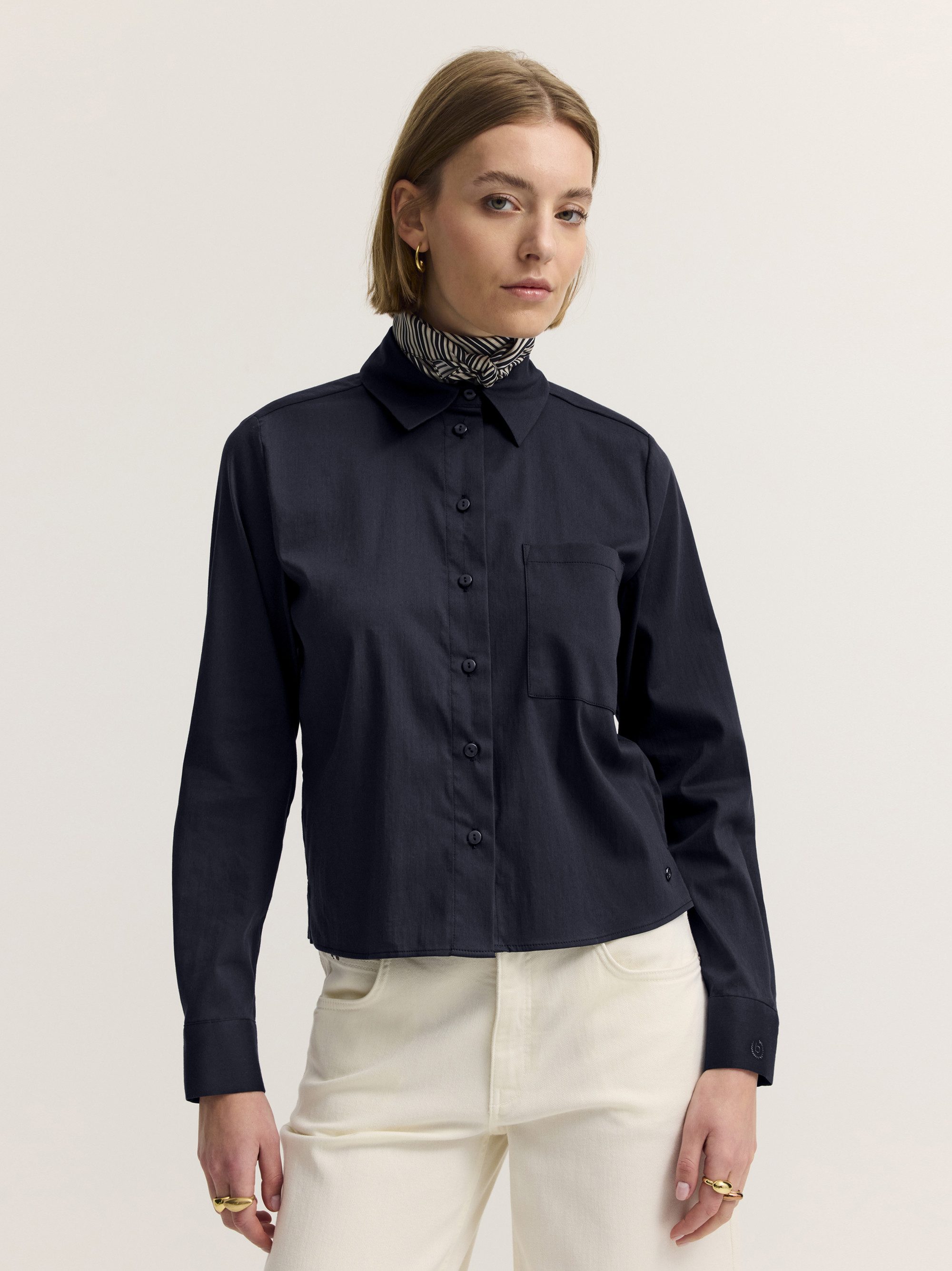bugatti Langarmbluse Modern Fit Modern Fit Baumwollmix Hemdkragen Kurzform