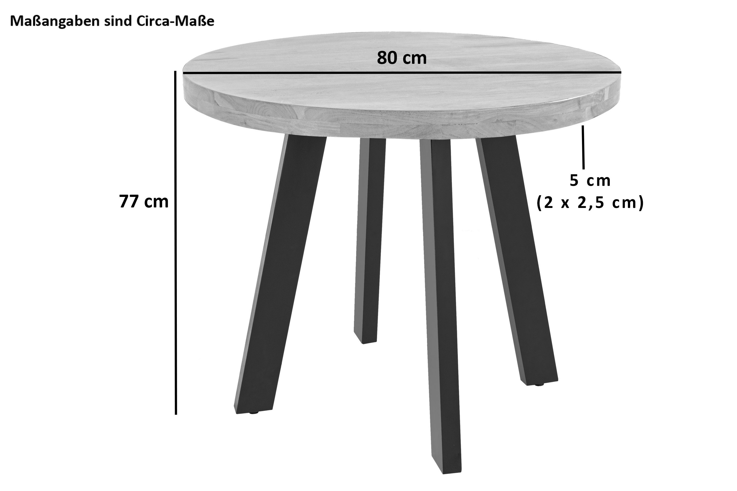 natur | SAM® Akazienholz, Esstisch aus Tischplatte, schwarz 4-Fußgestell Samira, runde Metall