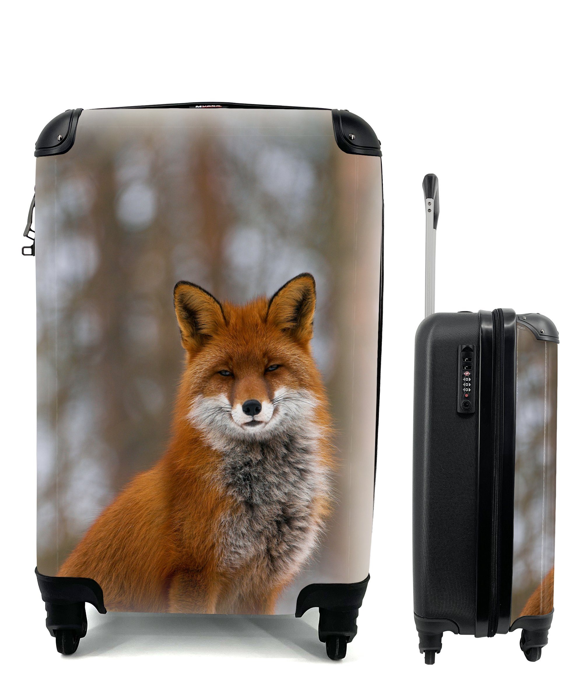 MuchoWow Handgepäckkoffer Fuchs - Wald - Rot, 4 Rollen, Reisetasche mit rollen, Handgepäck für Ferien, Trolley, Reisekoffer