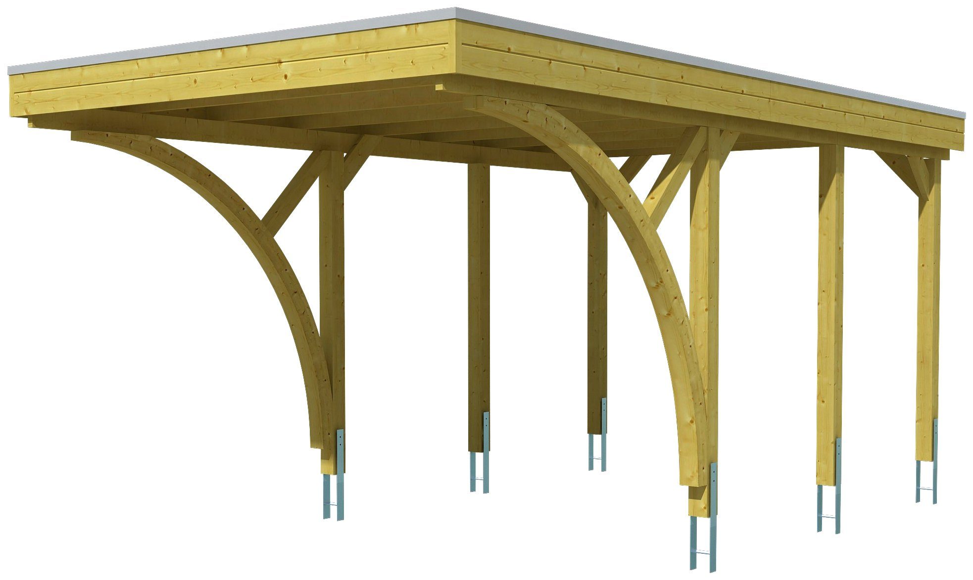 Skanholz Einzelcarport Friesland 6, BxT: 314x555 cm, 210 cm Einfahrtshöhe,  Profil-Blende mit Aluminium-Abschlusskante