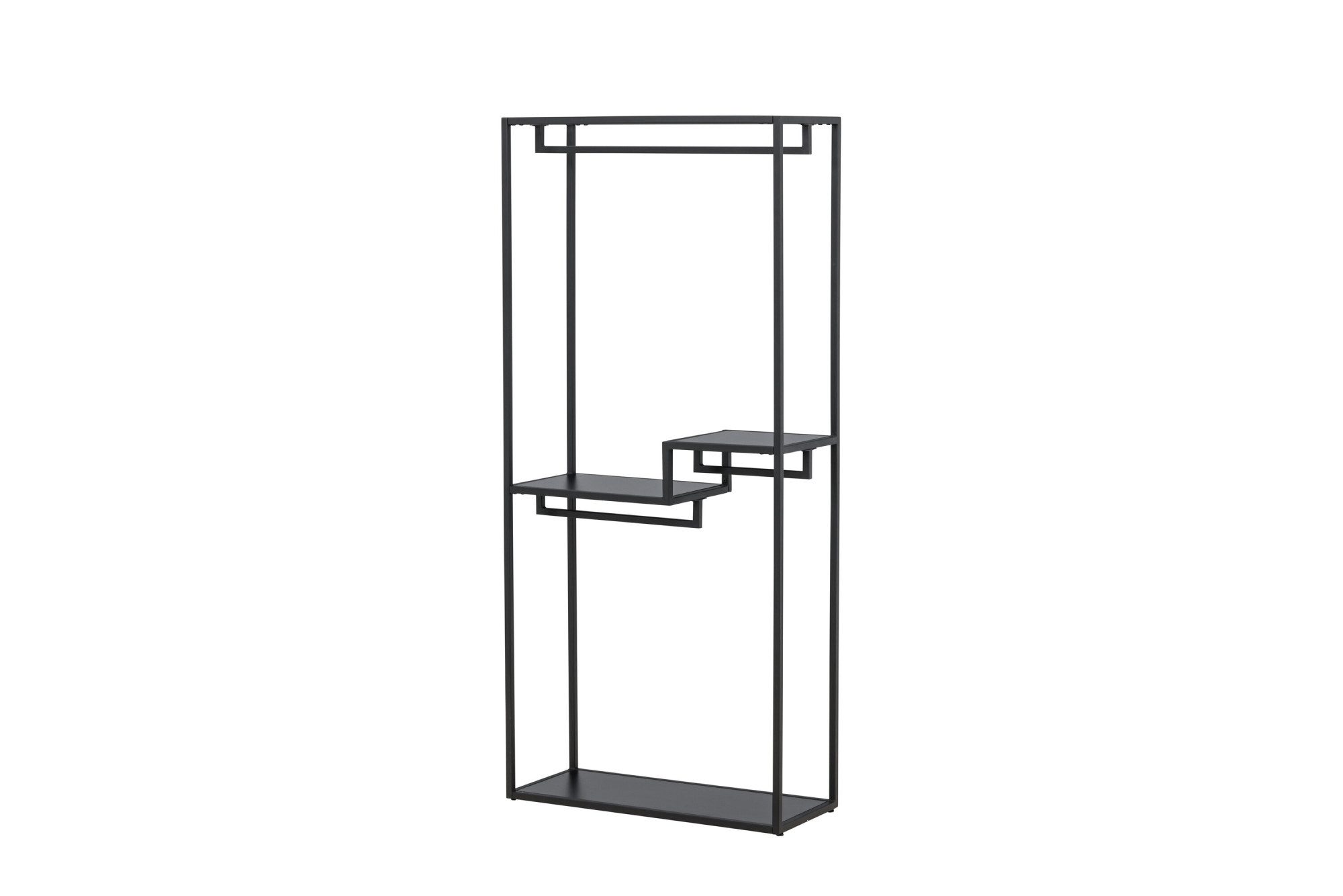 Venture Home Kleiderständer Staal, Garderobenständer in Schwarz-Stahl, Kleiderstange, Höhe 188 cm, Garderobe, Pulverbeschichtung, Ablagen, anspruchsvoll, modern