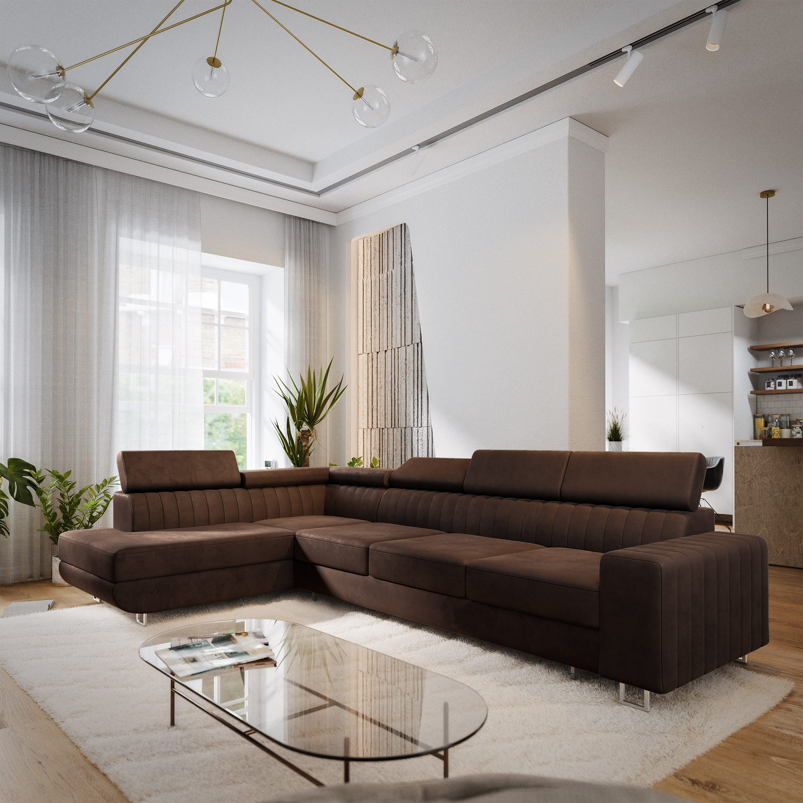Masseno Ecksofa HESTION mit Schlaffunktion L-Form, Sofa mit Bettkasten