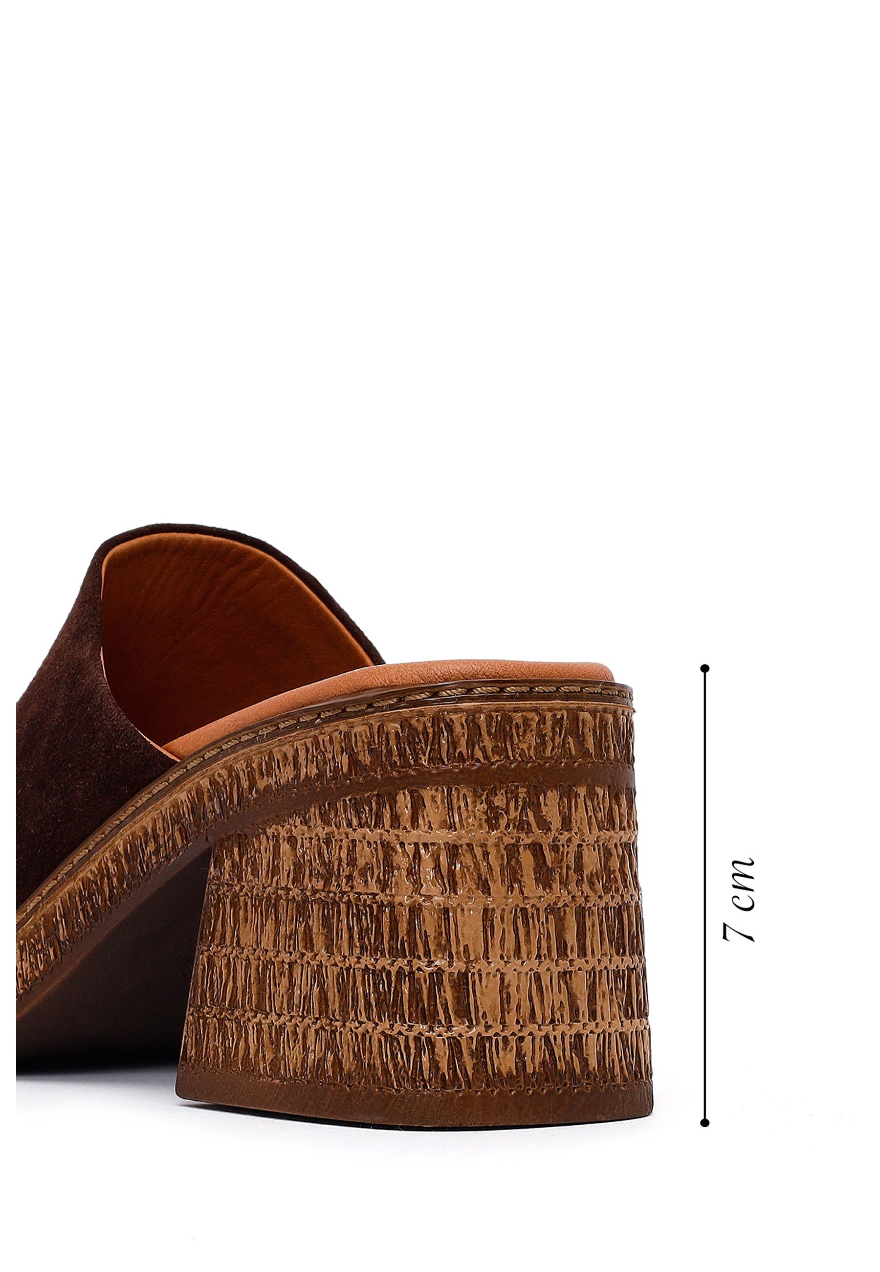 Derimod Pantoletten aus Veloursleder mit mittlerem Absatz Mules Echtes Leder, Lederfutter, TPU-Sohle, Blockabsatz, Slip-On-Design