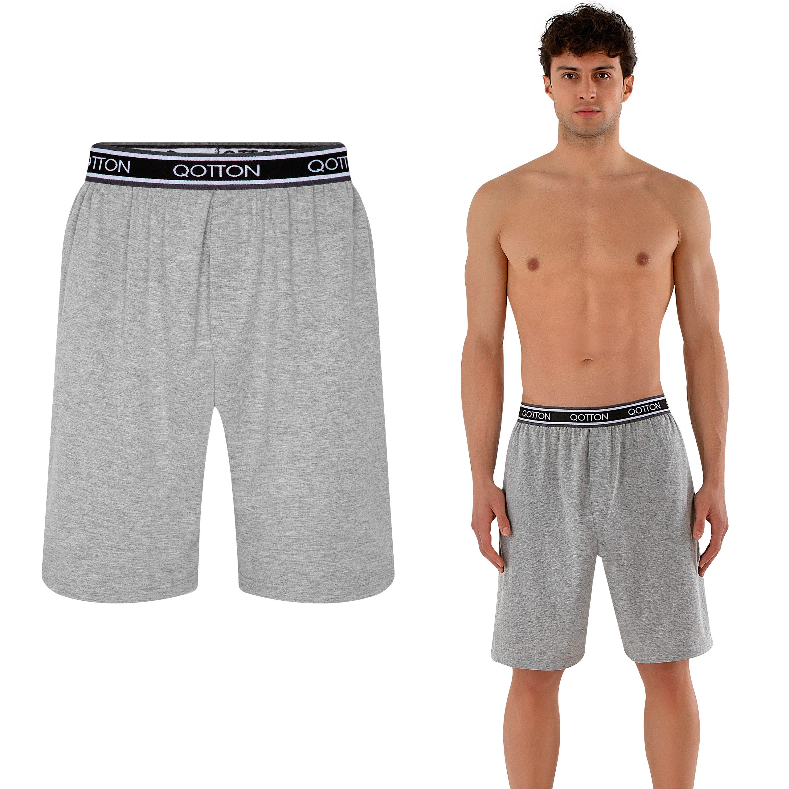 Qotton Pyjamashorts Kurze Herren Schlafanzughose Jogger Pyjamaunterteil Sch günstig online kaufen