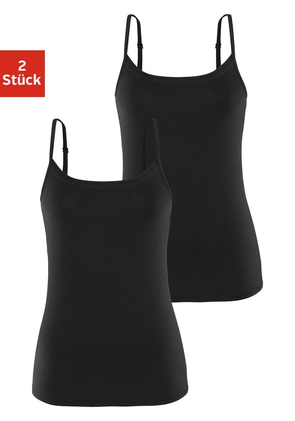 Vivance by Lascana Spaghettitop mit verstellbaren Trägern (2er-Pack) aus elastischer Baumwoll-Qualität