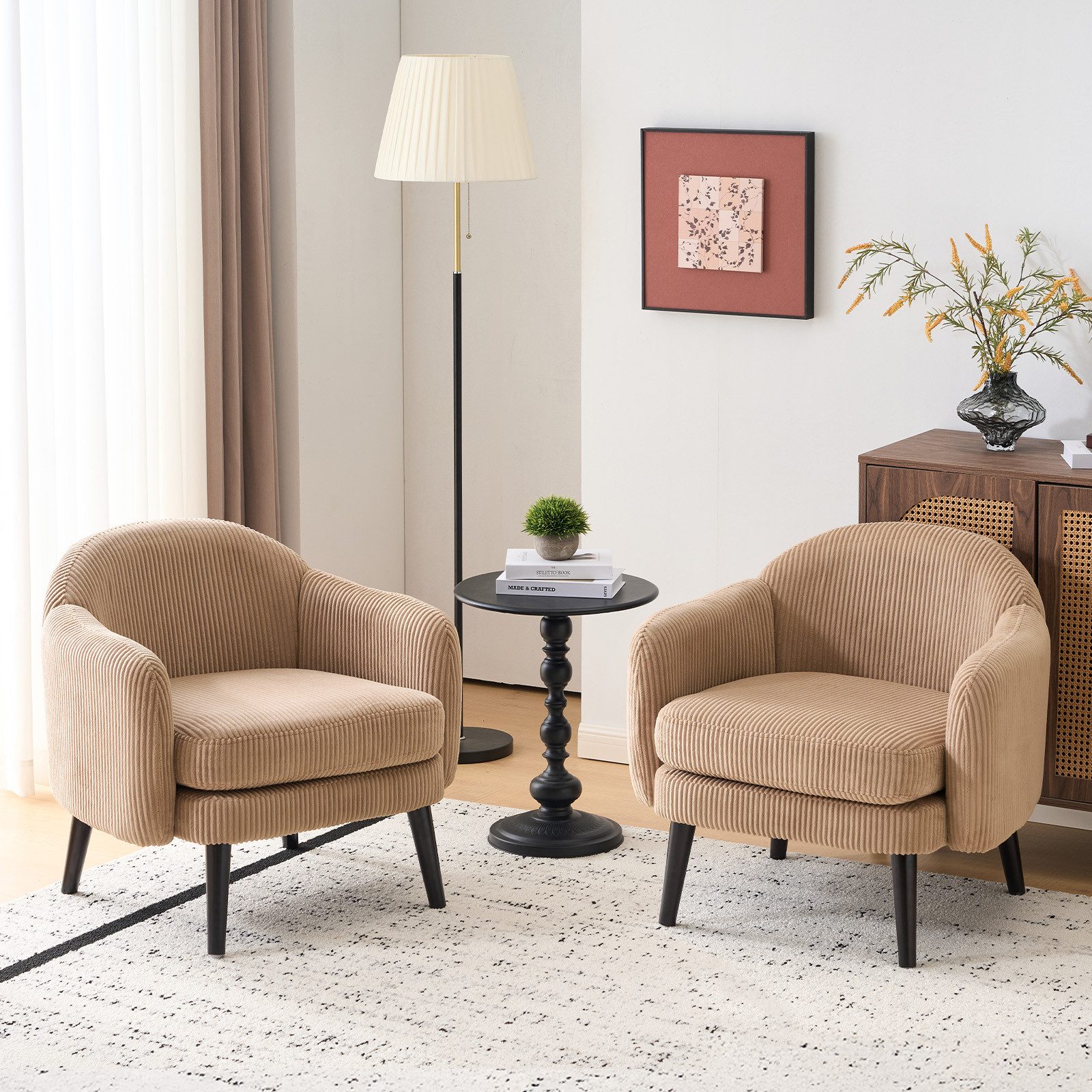 Bonnlo Sessel ERGONOMISCHE FORMGEBUNG,belastbar bis 113 kg, Feincord, Khaki (1-St), ERGONOMISCHE FORMGEBUNG