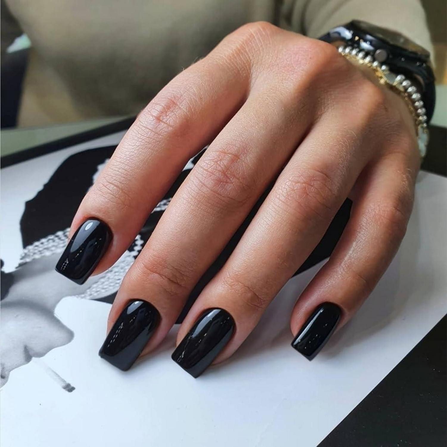 LuxusKollektion Kunstfingernägel Press On Nails Mandel Sarg Ballerina Jelly Gel 24 Stück Eckig Schwarz