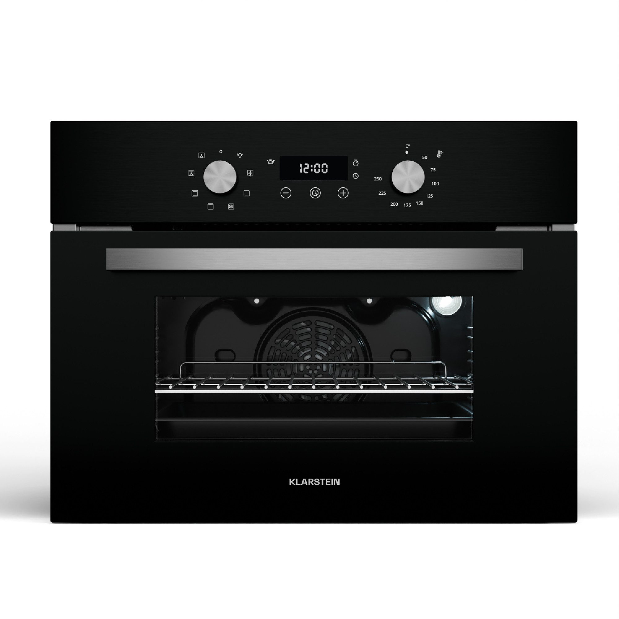 Klarstein Backofen SpaceSmart, mit Verchromte Auszüge, kein, Elektrische Slim Einbaubackofen 8 Funktionen Timer Touch
